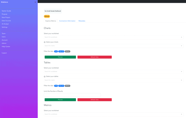 preview charts and send to project